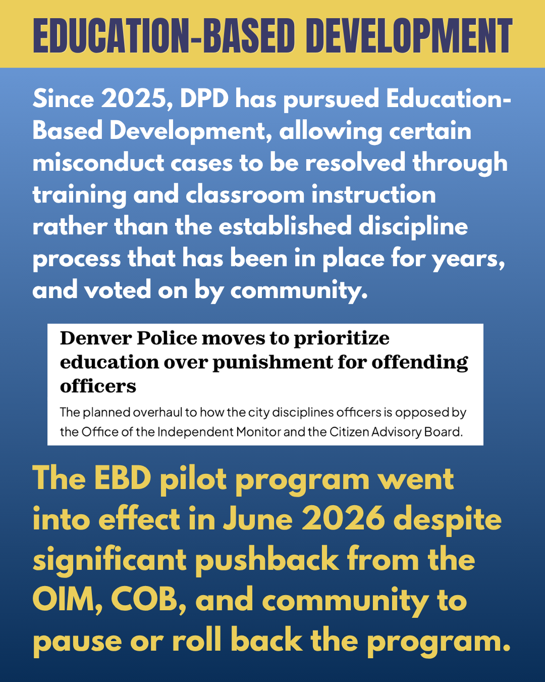 Education Based Development Denver PD